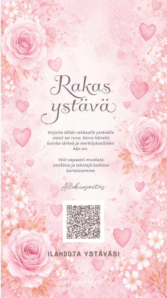 Digitaalinen ystävänpäiväkortti - Runo ystävälle ilmainen