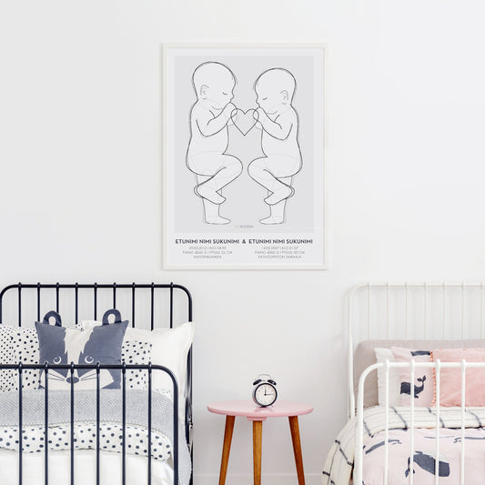 sisarusten syntymäjuliste personoitava syntymäjuliste vauvan syntymäjuliste syntymäjuliste diy nimijuliste birth poster taulu kaksosten syntymäjuliste syntymäjuliste kahdelle 1:1 syntymäjuliste