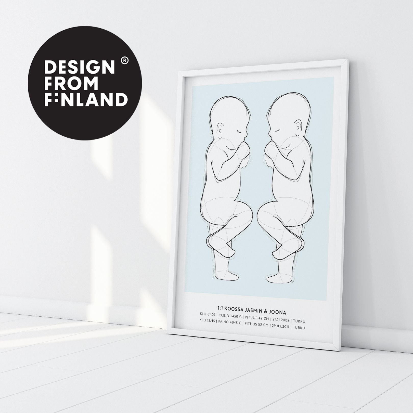 sisarusten syntymäjuliste personoitava syntymäjuliste vauvan syntymäjuliste syntymäjuliste diy nimijuliste birth poster taulu kaksosten syntymäjuliste syntymäjuliste kahdelle 1:1 syntymäjuliste design from finland