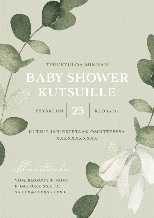 Digitaalinen kutsu Baby Shower - Oksat