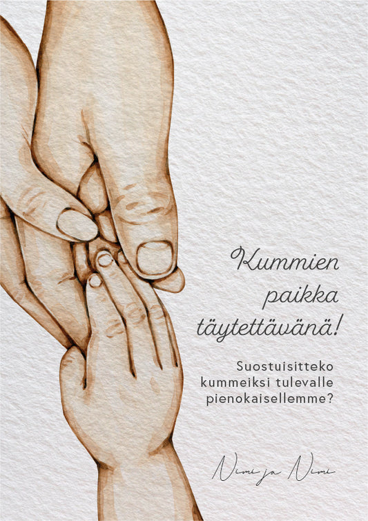 Digitaalinen "tulisitko kummiksi" kutsu - Käsikädessä