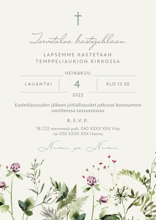 Digitaalinen kutsu kastejuhlaan / nimiäisiin - Nuppu