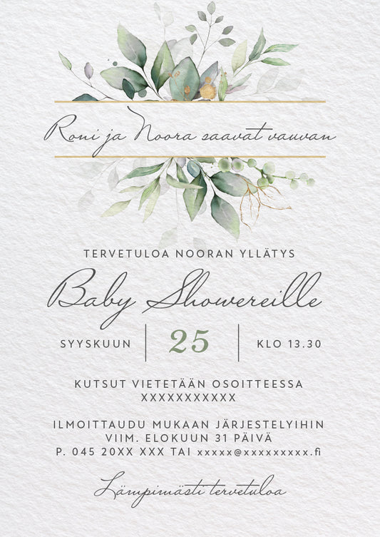 Digitaalinen kutsu Baby Shower - Lehdet
