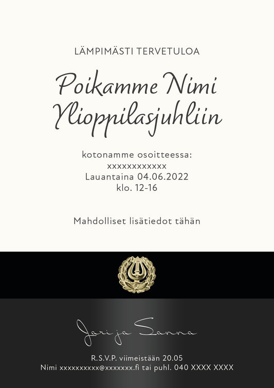 Ylioppilaskutsu Digitaalinen ylioppilaskutsu abi kutsu ylioppilasjuhlaan ylppärikutsu netistä valmiskutsupohja valmiskutsu sähköinen kutsu ylioppilas ylioppilaskutsu malli