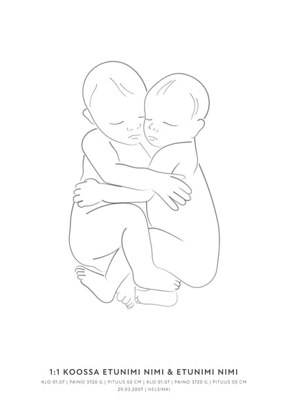 sisarusten syntymäjuliste personoitava syntymäjuliste vauvan syntymäjuliste syntymäjuliste diy nimijuliste birth poster taulu kaksosten syntymäjuliste syntymäjuliste kahdelle 1:1 syntymäjuliste