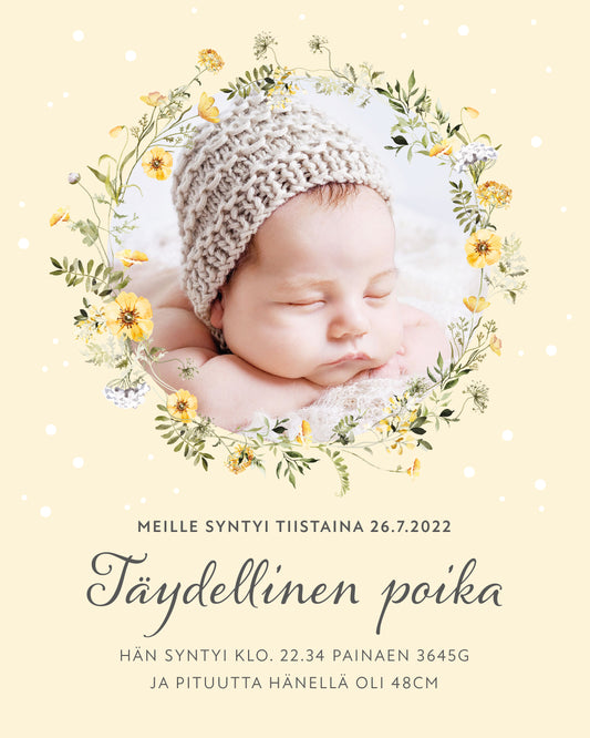 Digitaalinen syntymäilmoitus - pieni