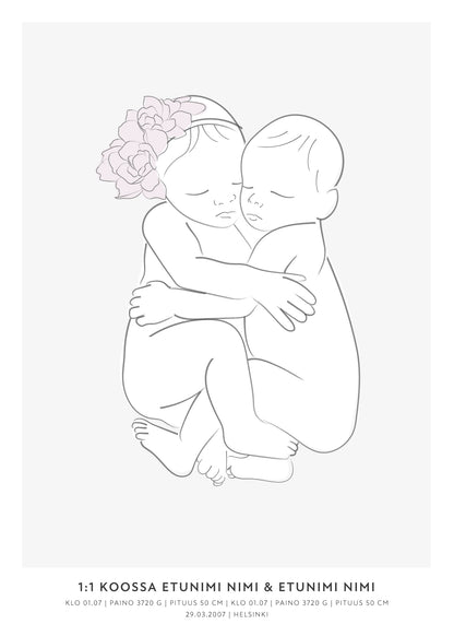 sisarusten syntymäjuliste personoitava syntymäjuliste vauvan syntymäjuliste syntymäjuliste diy nimijuliste birth poster taulu kaksosten syntymäjuliste syntymäjuliste kahdelle 1:1 syntymäjuliste