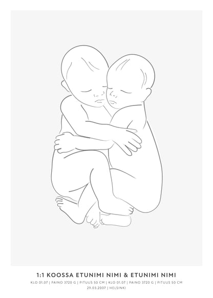 sisarusten syntymäjuliste personoitava syntymäjuliste vauvan syntymäjuliste syntymäjuliste diy nimijuliste birth poster taulu kaksosten syntymäjuliste syntymäjuliste kahdelle 1:1 syntymäjuliste